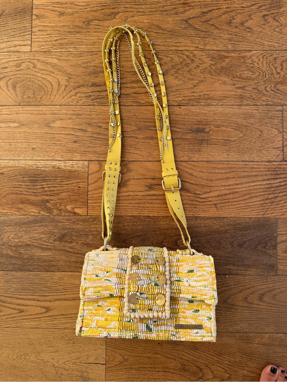 NEVER WORN RARE KOORELOO YELLOW WOVEN CROSSBODY BAG
